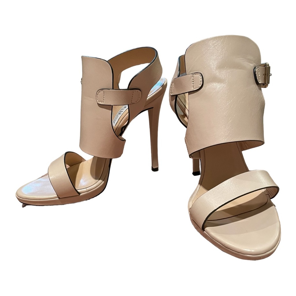 Giampaolo Viozzi 5”H Italian leather ankle buckle stiletto sandals. …